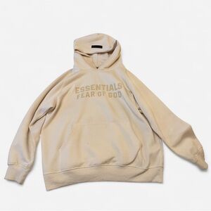 Cream Fear of God Essentials hoodie size L